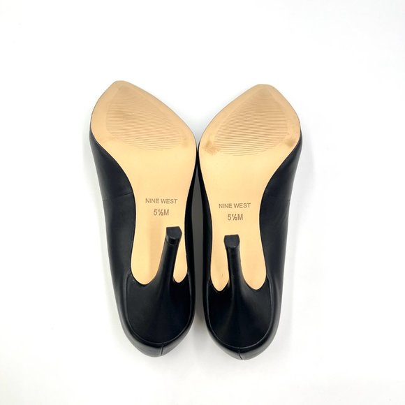 Nine West Womens Flax Black Leather Classic Point Toe Stiletto Heels Pumps Shoes - Picture 9 of 15